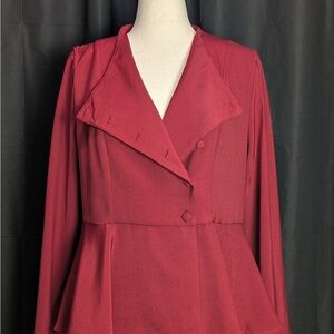Elegant Vintage Wine Side Button Up Women's Blazer